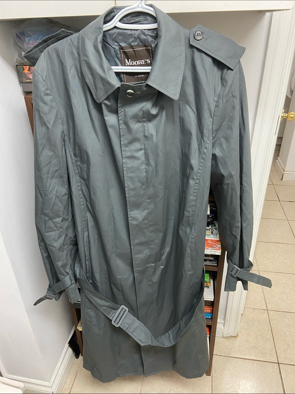 Vintage Moore’s Men's Gray Trench Coat - Classic Raincoat